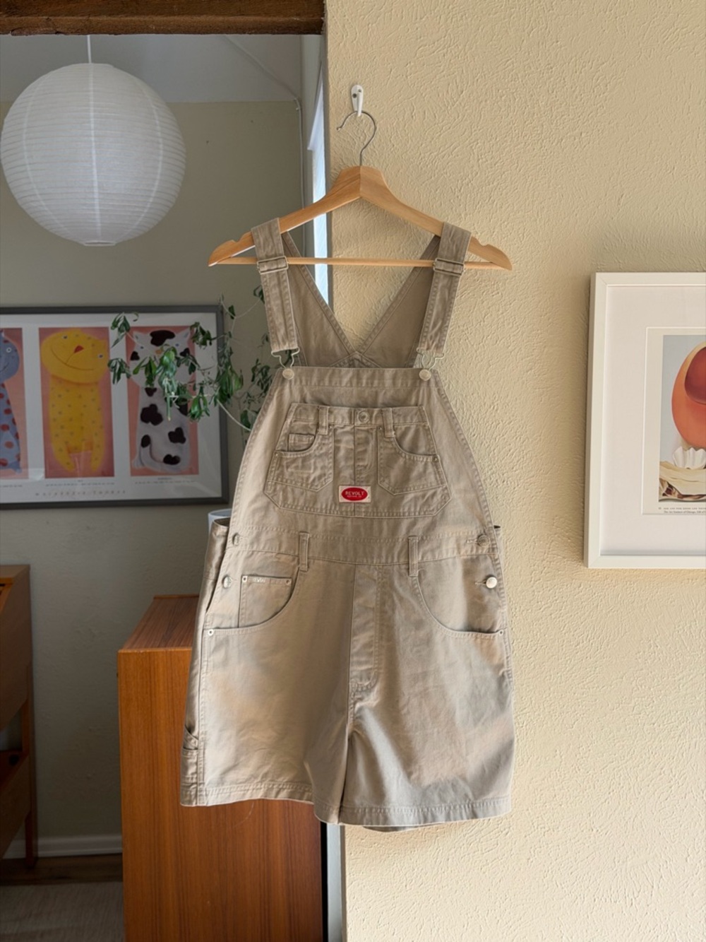 Revolt Khaki Short Overalls with Front Pocket